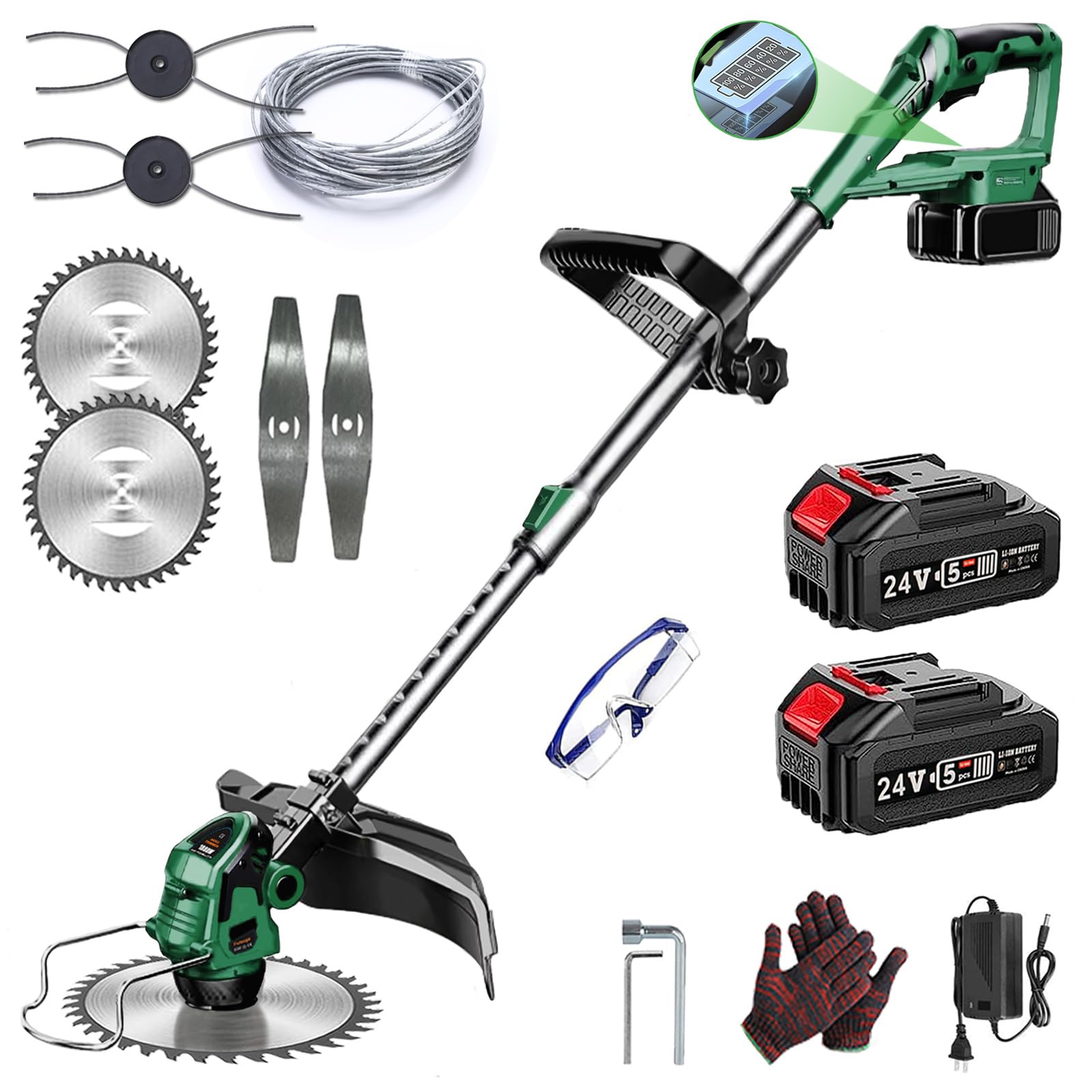 Decespugliatore Elettrico A Batteria 68V - Tagliaerba Senza Fili Con 2 Batterie E Testa Girevole - Foto 9