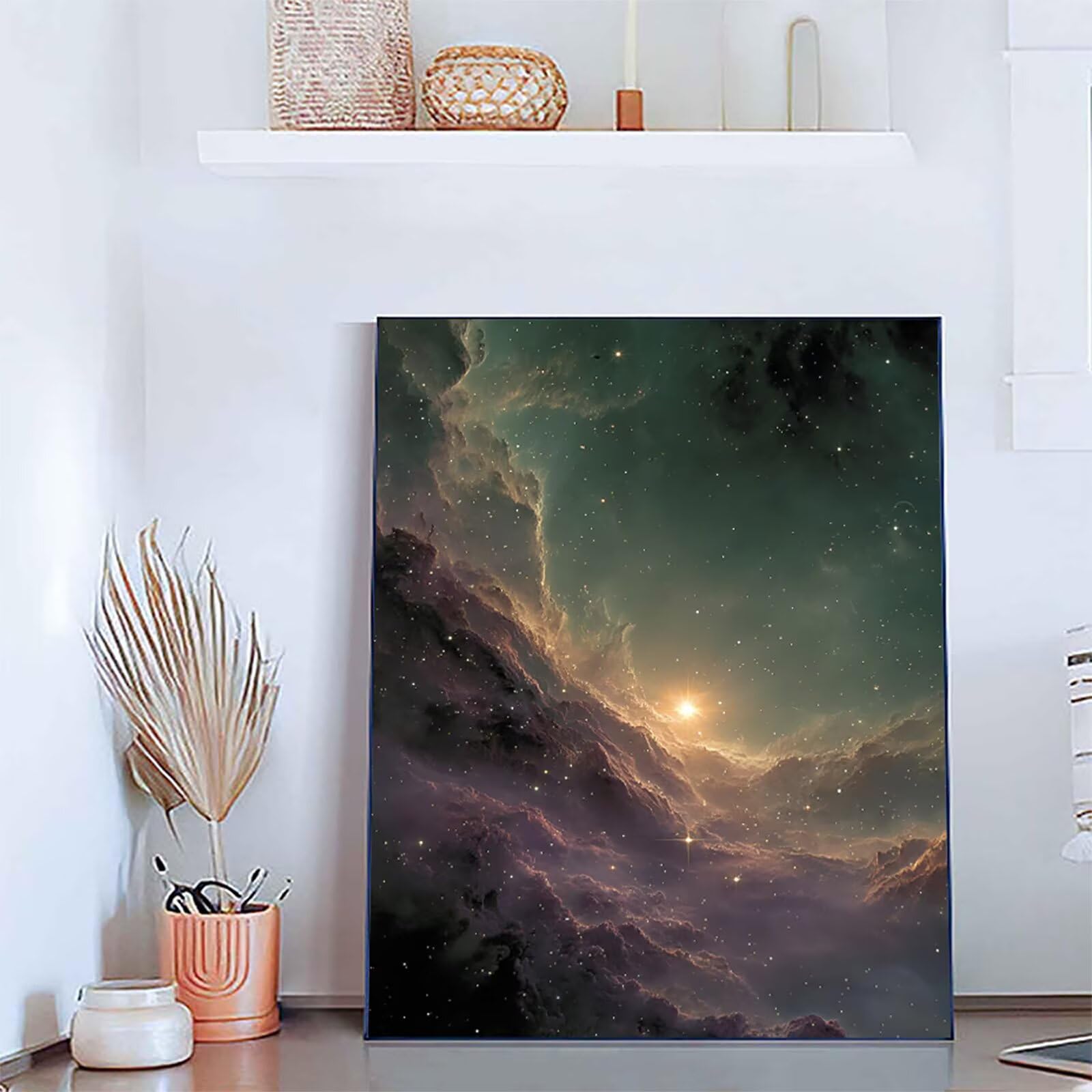 Malowanie według numerów dla dorosłych Sunset, malowanie po numerach Dzieci z ramą gwiaździstego nieba, DIY Zdjęcia DIY Zestawy dla dorosłych, Paint by Numbers z pędzlami i farbami akrylowymi, Prezent