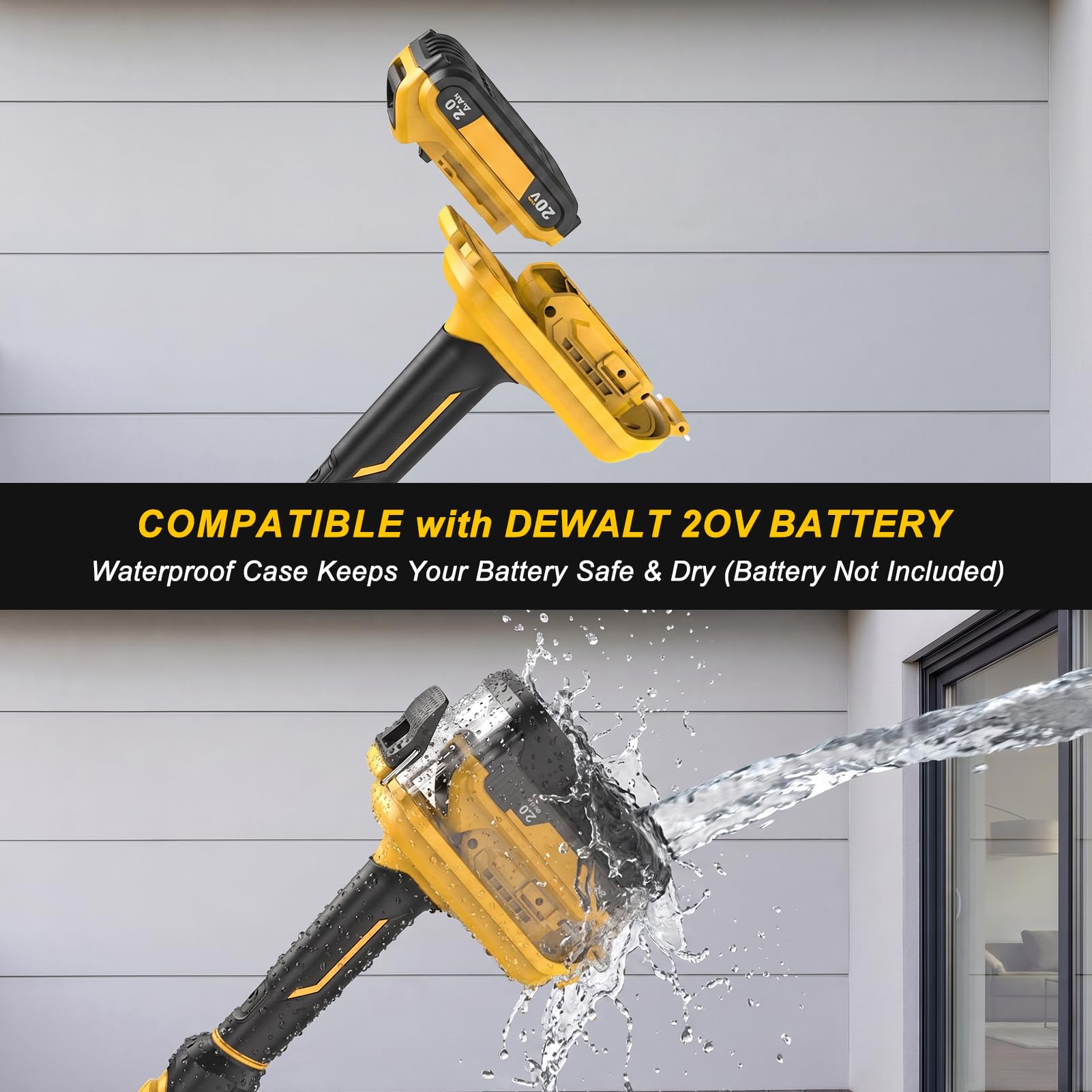 Scrubber senza spazzole senza fili da 15,2 cm, compatibile con DeWalt 20 V Max (solo strumento), 2 velocità 350 giri/min, spazzola elettrica per pavimenti con valvola per tubo dell'acqua, testa