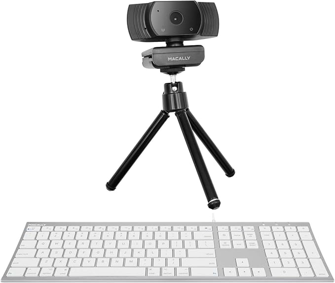 Macally Ultra Slim Wired Computer Keyboard and a Webcam, Be Prepared for Conference Calls