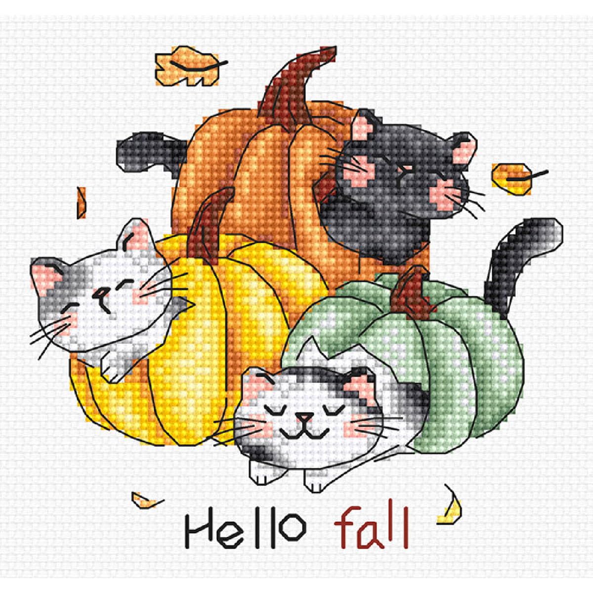 Letistitch counted cross stitch kit ""Hello Fall"", 12x12cm, DIY