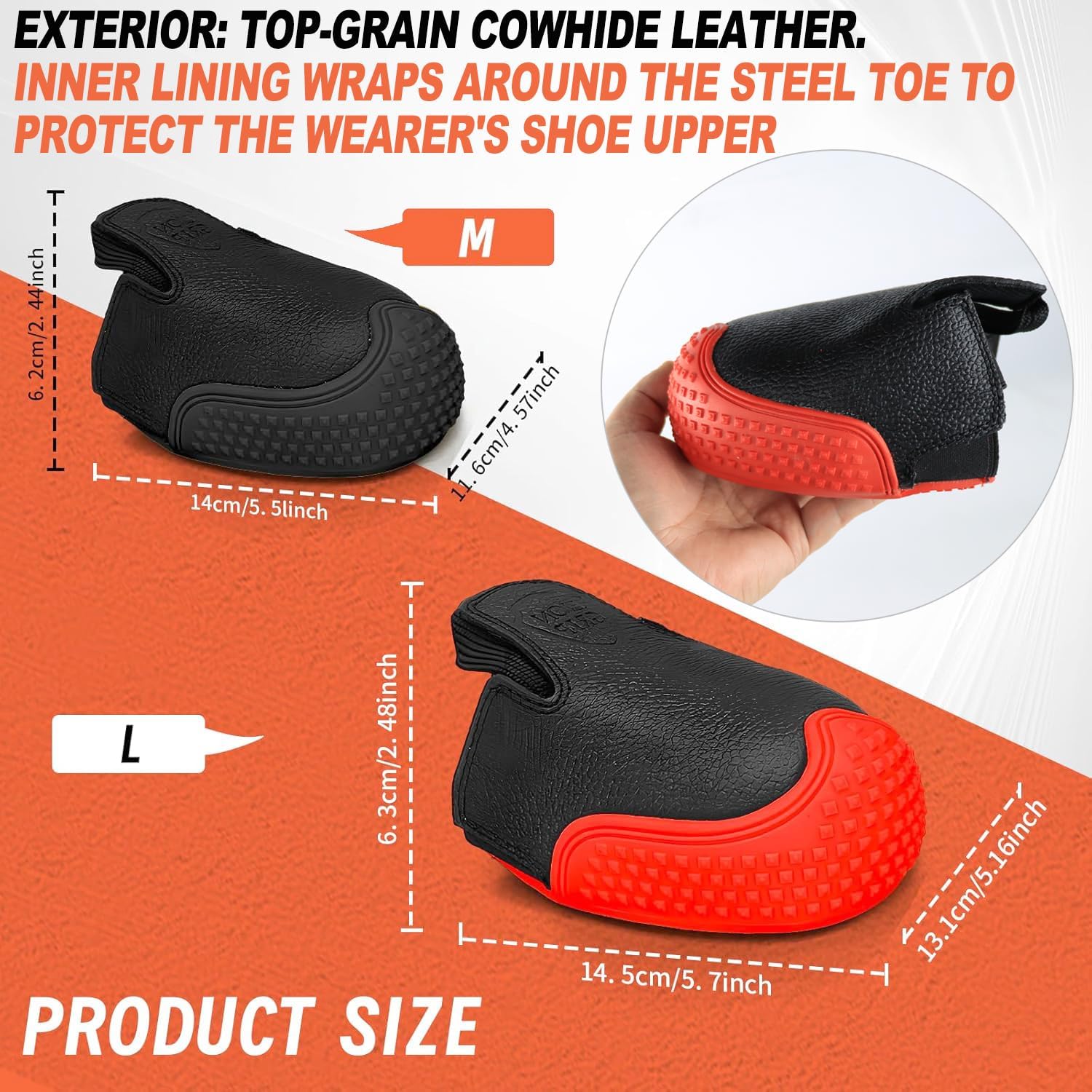 Seamless Steel-Wrapped Steel Toe Shoe Covers, CE/ASTM/EN22568 Certified,0.94 SRO Waterproof&Slip-Resistant,Oil/Acid-Alkali Resistant,Ultra-Light Titanium Alloy,Industrial Safety Overshoes. L(US 9-11)