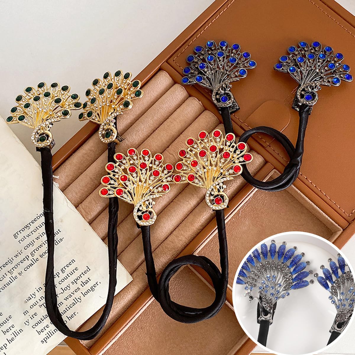 5 Stück Kristall-Haarknotenmacher Pfauenform, gedrehte Frisur, Dutt, modisch, faule Lockenwickler, elegante Strass-Haarspangen, Dutt-Maker für langes Haar, einfaches schnelles Schnapprollen,