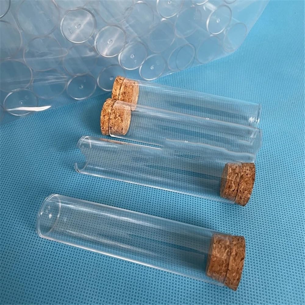 Tubo de plástico transparente de fondo plano de 25 x 95 mm, 100 unidades por paquete, for embalaje de tubos de ensayo con corcho.