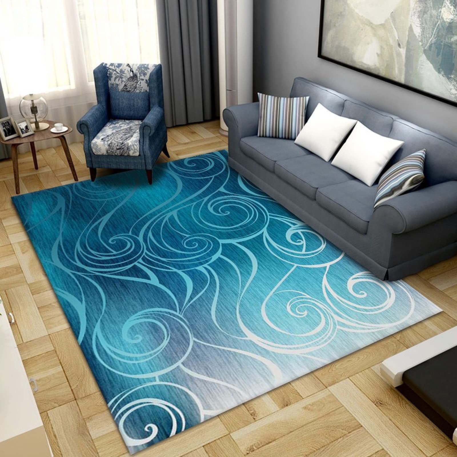 Paillasson extérieur intérieur bleu pour un couloir moderne