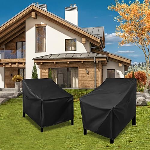 Miniatura 5 de RosieLily Fundas para sillas de exterior, fundas para sillas de patio, impermeables, 600D, resistentes, apilables, para muebles de patio, estándar,