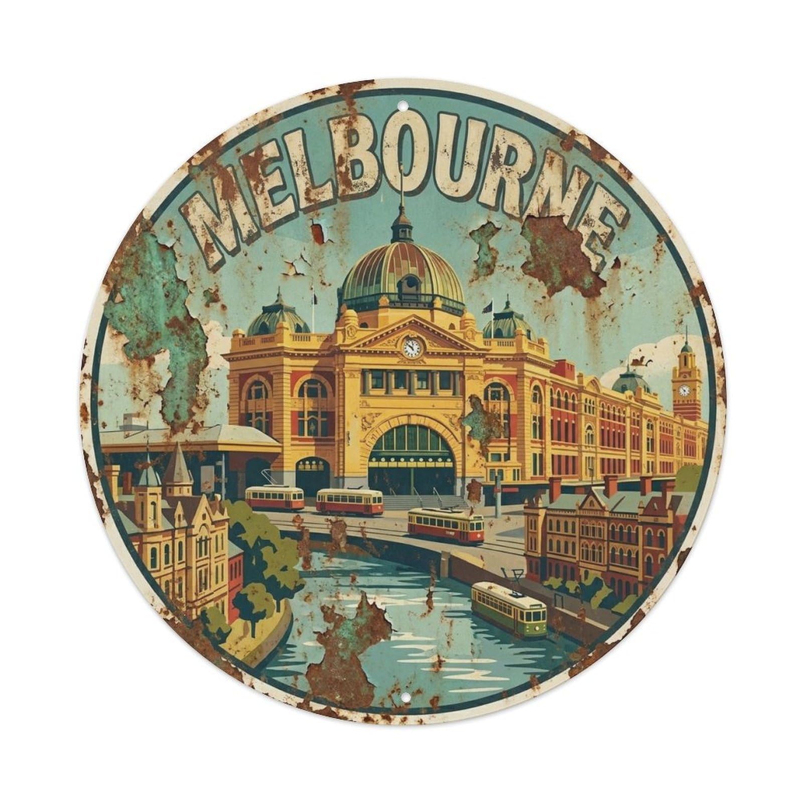 Olyhtr 8X8inch Classic Style Australia Travel Melbourne City Coast Outback Metal Tin Sign