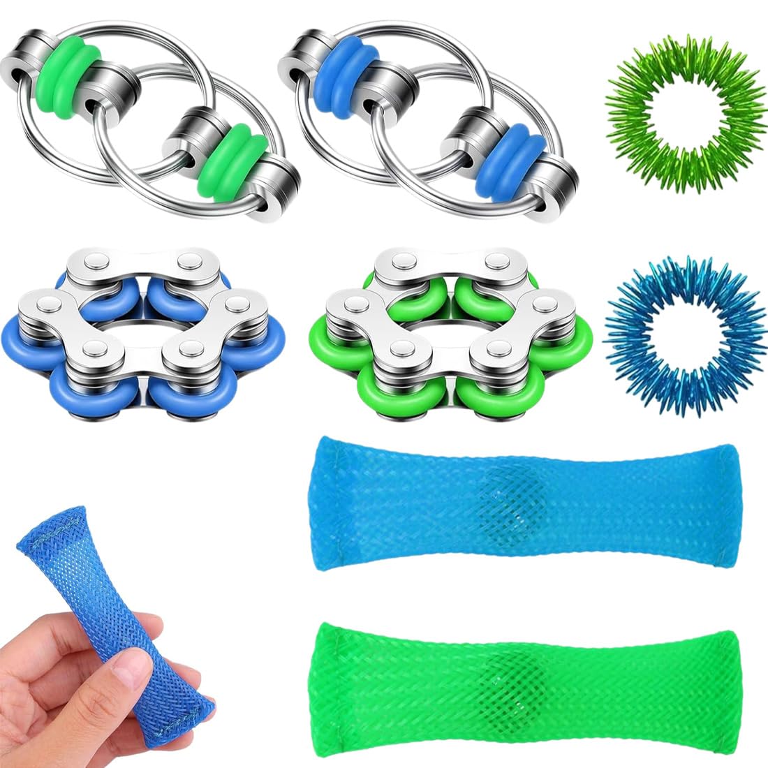XPEX 8 Pièces Fidget Toys – Anti-stress Pour Adultes Et Enfants – TDAH Autisme – Métal, Silicone, Nylon – Dès 3 Ans