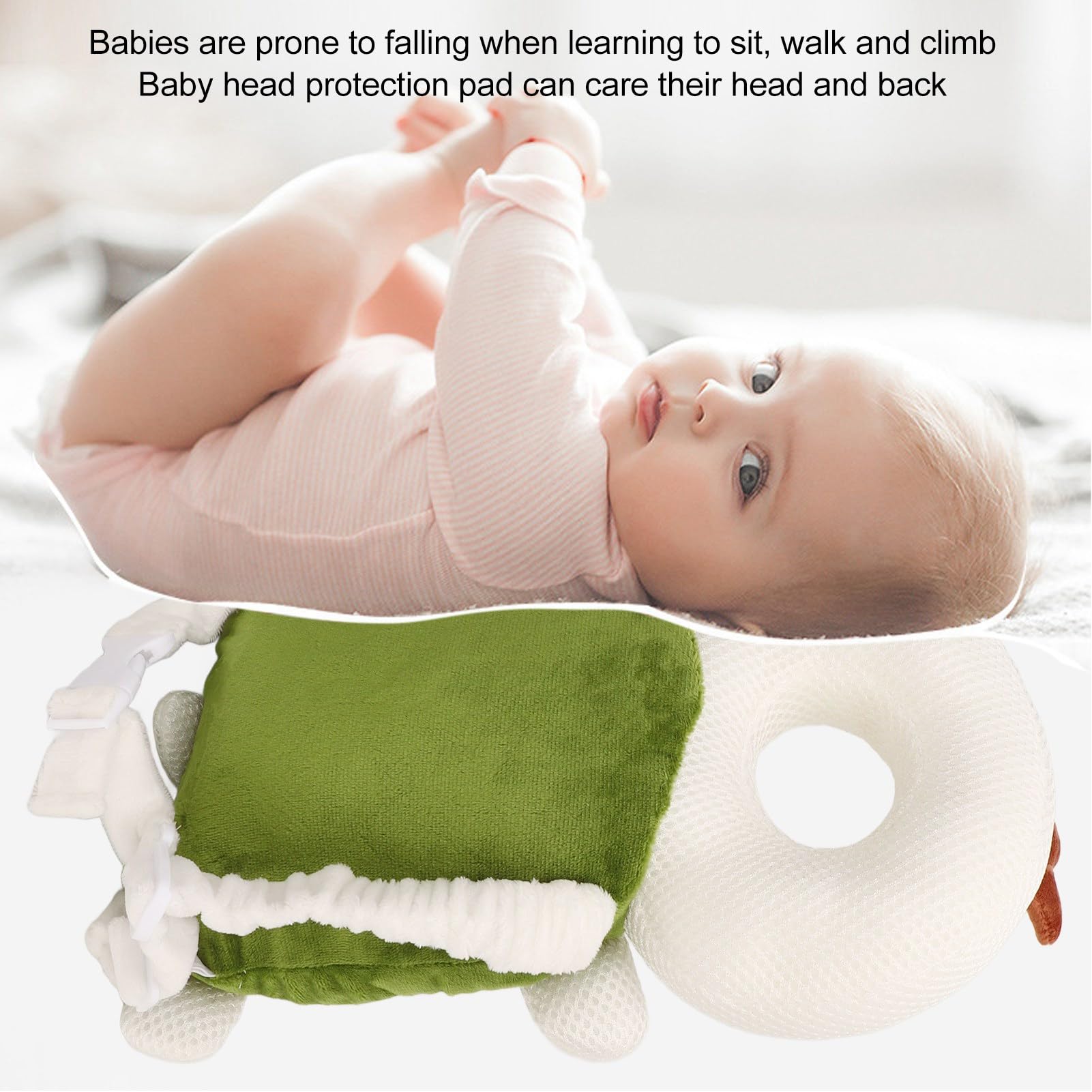 lvifloae Baby Head Protection Flat Head Pillow Baby Head Protective Backpack Animal Shape PP Cotton Filling Turtle Pillow