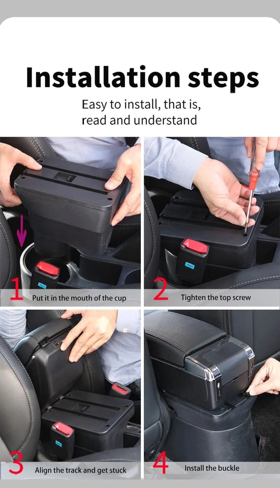 Scatola Bracciolo Con Supporto Multifunzionale Accessori Per La Modifica Degli Interni Dell'auto Imbottiti In PU Per Getz Consolle centrale(B1 Black red 7USB)
