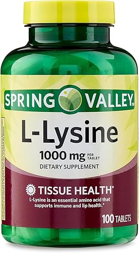 SPEC Suplementos de aminoácidos de lisina, 1 tableta por porción, Spring Valley L-Lisina apoya un sistema inmunológico saludable* 100 unidades