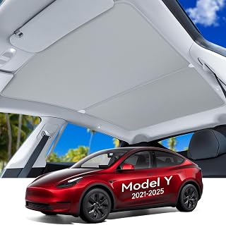 for Tesla Model y Sunshade Roof [Never Sag, Nano Ice-Crystal Coatings] Block UV and Keep Cooling for Tesla Roof Shade Model Y 2021-2025 Accessories (Grey)