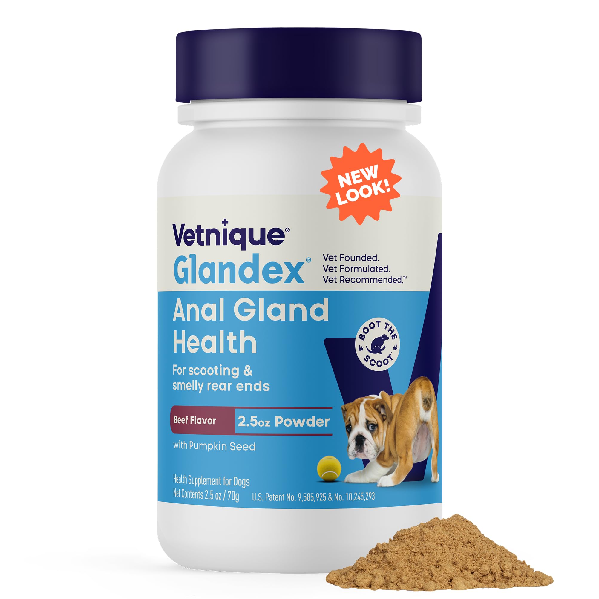 Vetnique Labs Glandex Dog & Cat Gland Sac Fiber Supplement Powder with Pumpkin, Digestive Enzymes & Probiotics – Vet Recommended Healthy Bowels & Digestion - Boot The Scoot 2.5oz Beef Liver