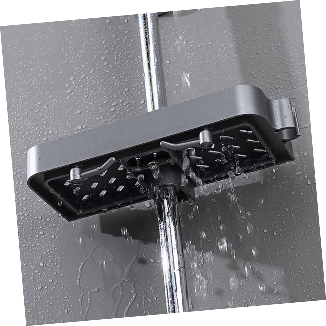 2pezzi Mensola Doccia senza Foratura Organizer per Asta Doccia Scorrevole Porta Sapone e Shampoo Supporto in Bagno