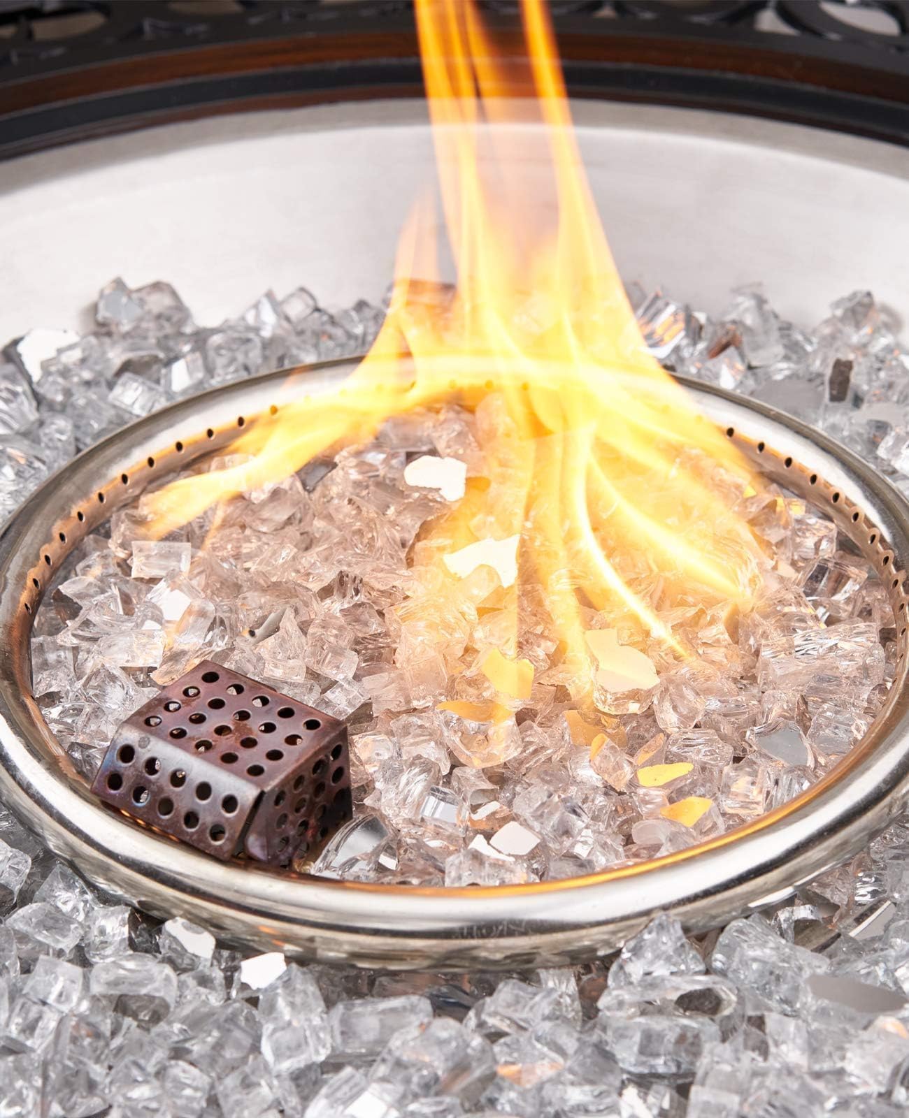 NUPICK 20 lb 1/2 Inch Reflective Fire Glass, Safe, Non-Blackening, Eco-Friendly, Sparkly, Modern, Contemporary, Indoor/Outdoor