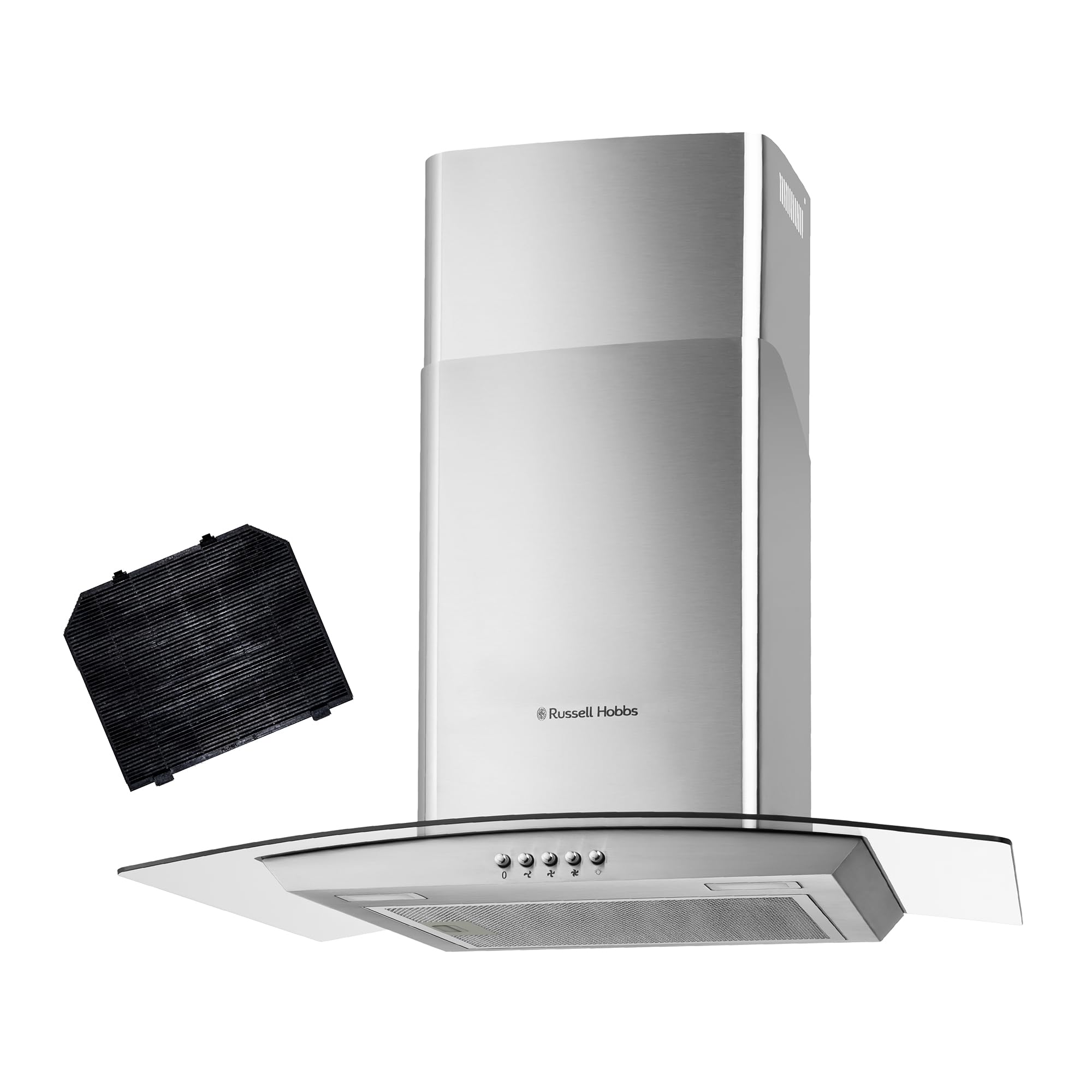 Russell Hobbs 90cm Curved Glass Cooker Hood in Stainless Steel with 3 Speed Settings, 1 x Carbon Filter, Extraction or Recirculation, 500m³/h Extraction Rate, A+ Energy Rating, RH90GCH92A1SS — view 12