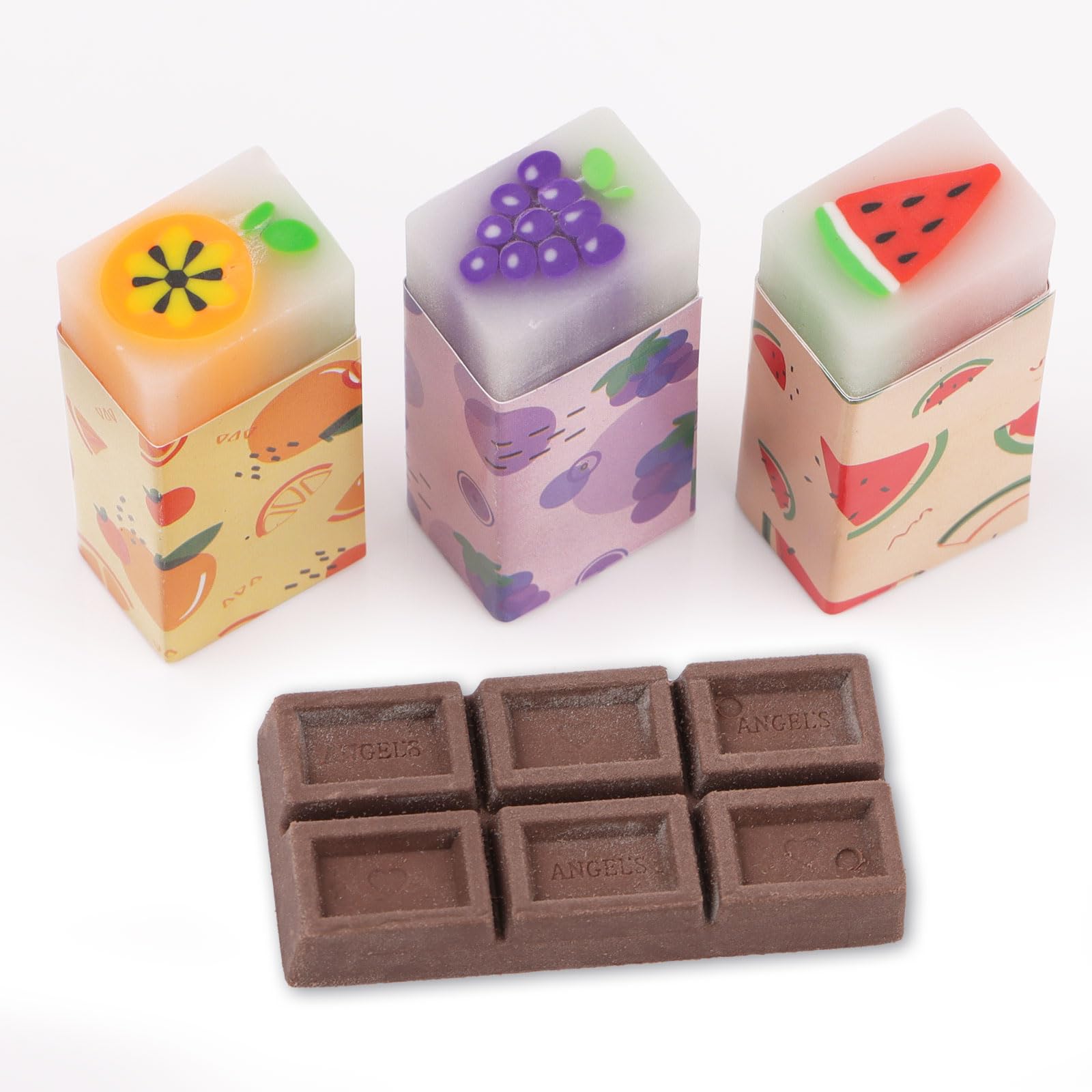 Gomma da Cancellare Profumata Frutta 4Pz Materiale Scolastico Cancelleria Regalo Natale