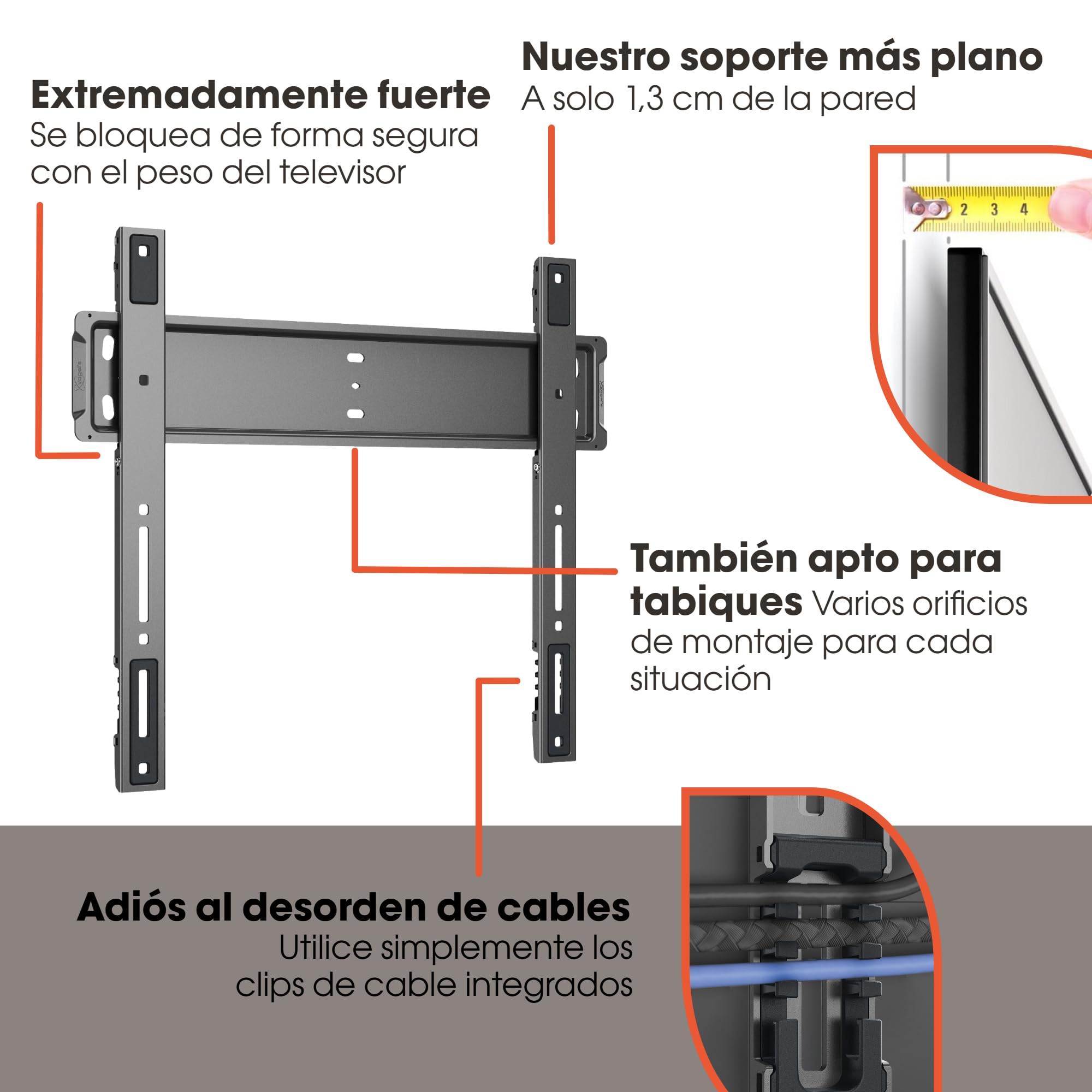 Vogel's TVM 5505 – Soporte de Pared para TV Ultrafino con GuidanceSystem™ para Colgar de Forma Sencilla televisores, 32-77'', máx. 75 kg, Certificado TÜV, VESA 400x400, Distancia a la Pared 1,3 cm