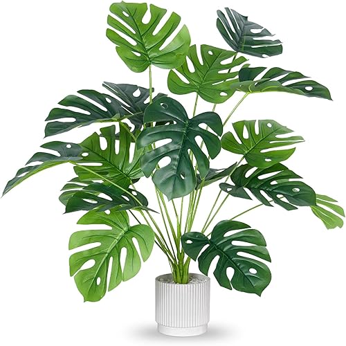 28" Fake Plants Large Artificial Plants Indoor Tall Faux Monstera Plant for Home Office Living Room Garden Decor