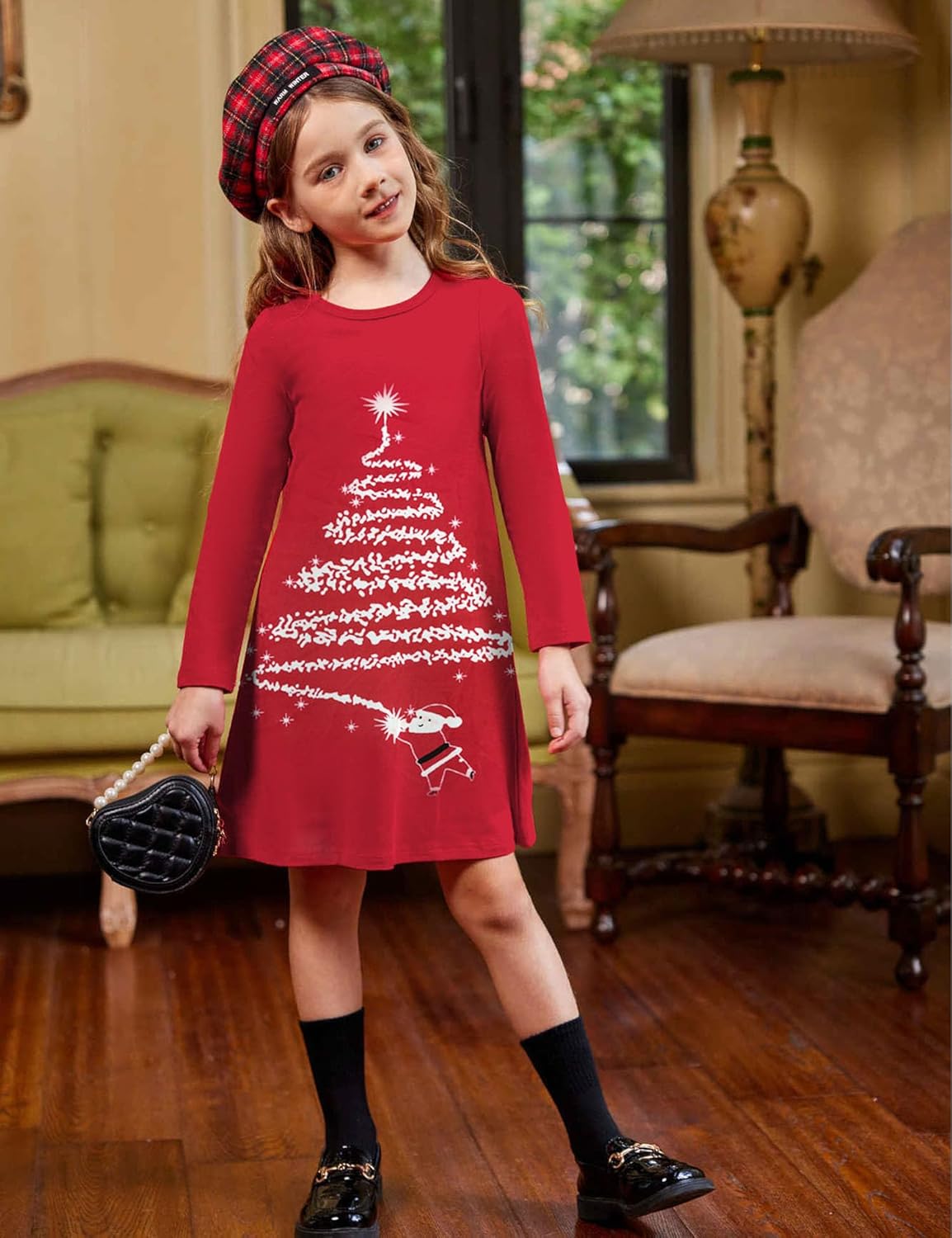 Arshiner Girls Dress Kids Long Sleeve Solid Color Casual T-Shirt Dress - Image 5
