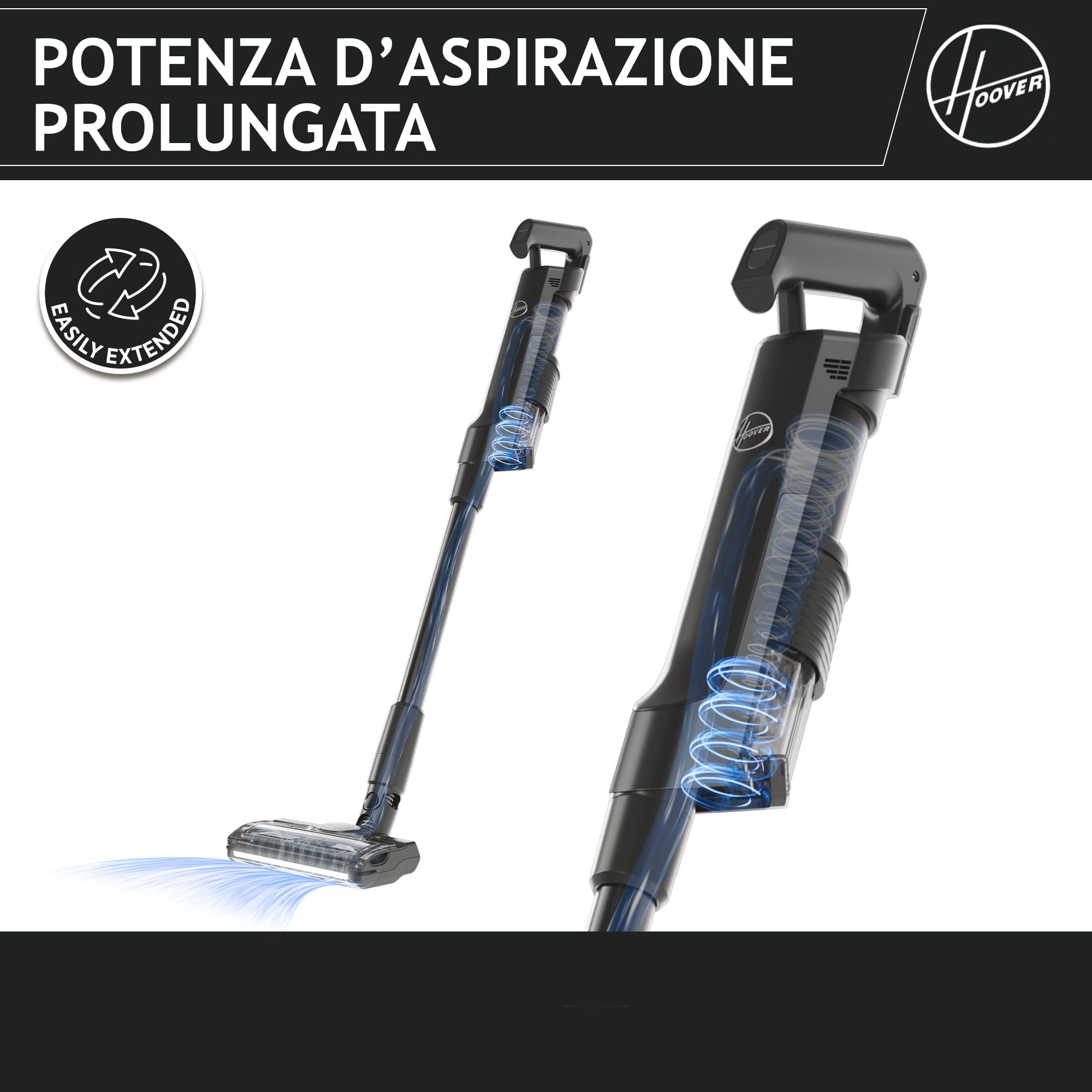 Hoover HF2 Aspirapolvere senza fili Ultraleggero, Tecnologia di compattazione polvere, Spazzola Multisuperficie Anti Groviglio, Luci LED, KIT accessori per una pulizia completa [HF2Z10H]