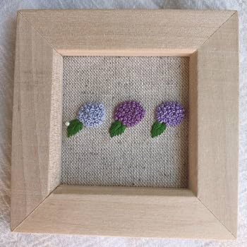紫陽花　刺繍　額装 Amazon.co.jp: ブルー 3つ並紫陽花 刺繍フレーム インテリア