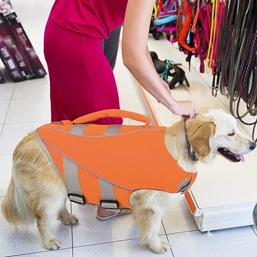 Miniatura 7 de Queenmore Chaleco salvavidas súper flotante para perros pequeños, medianos y grandes, chaleco salvavidas ajustable y reflectante con asa de rescate