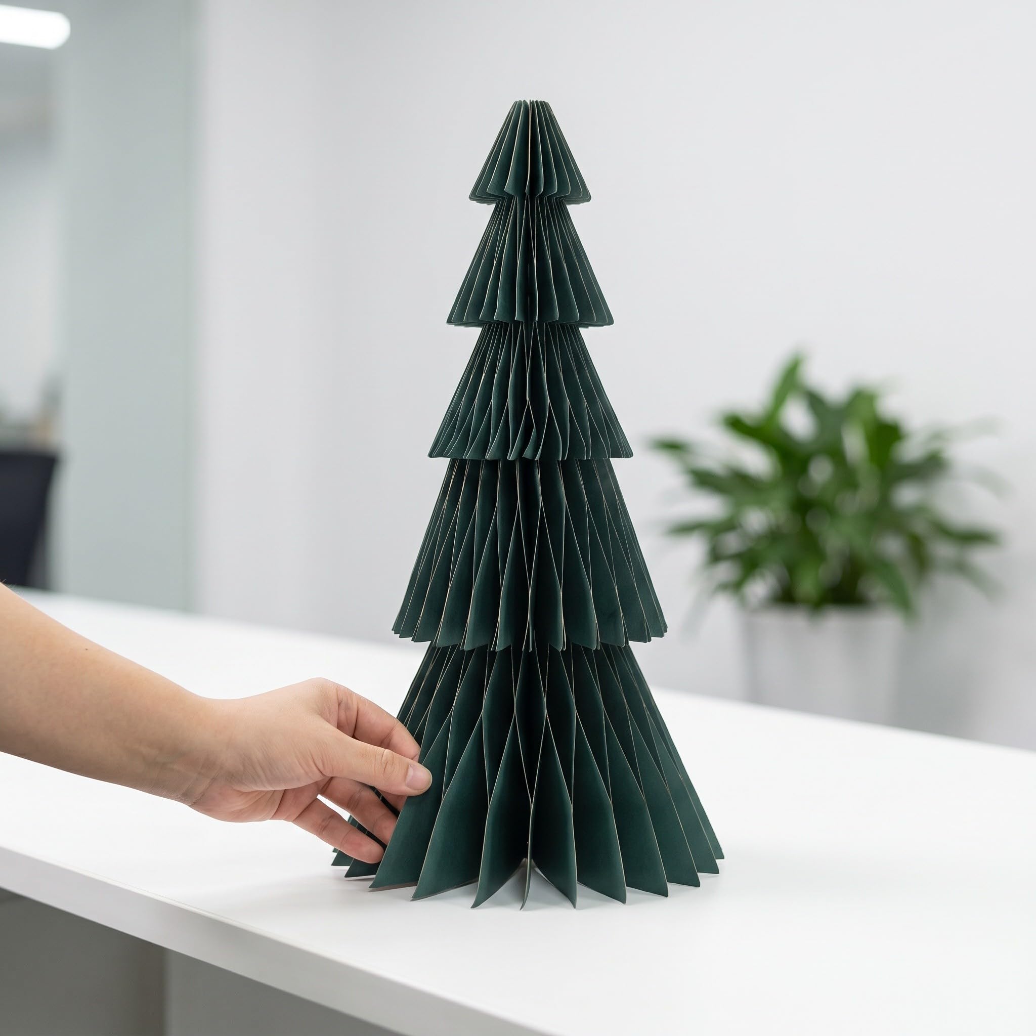 2 Piezas Árbol Navideño de Papel 3D Verde Panal para Decoración