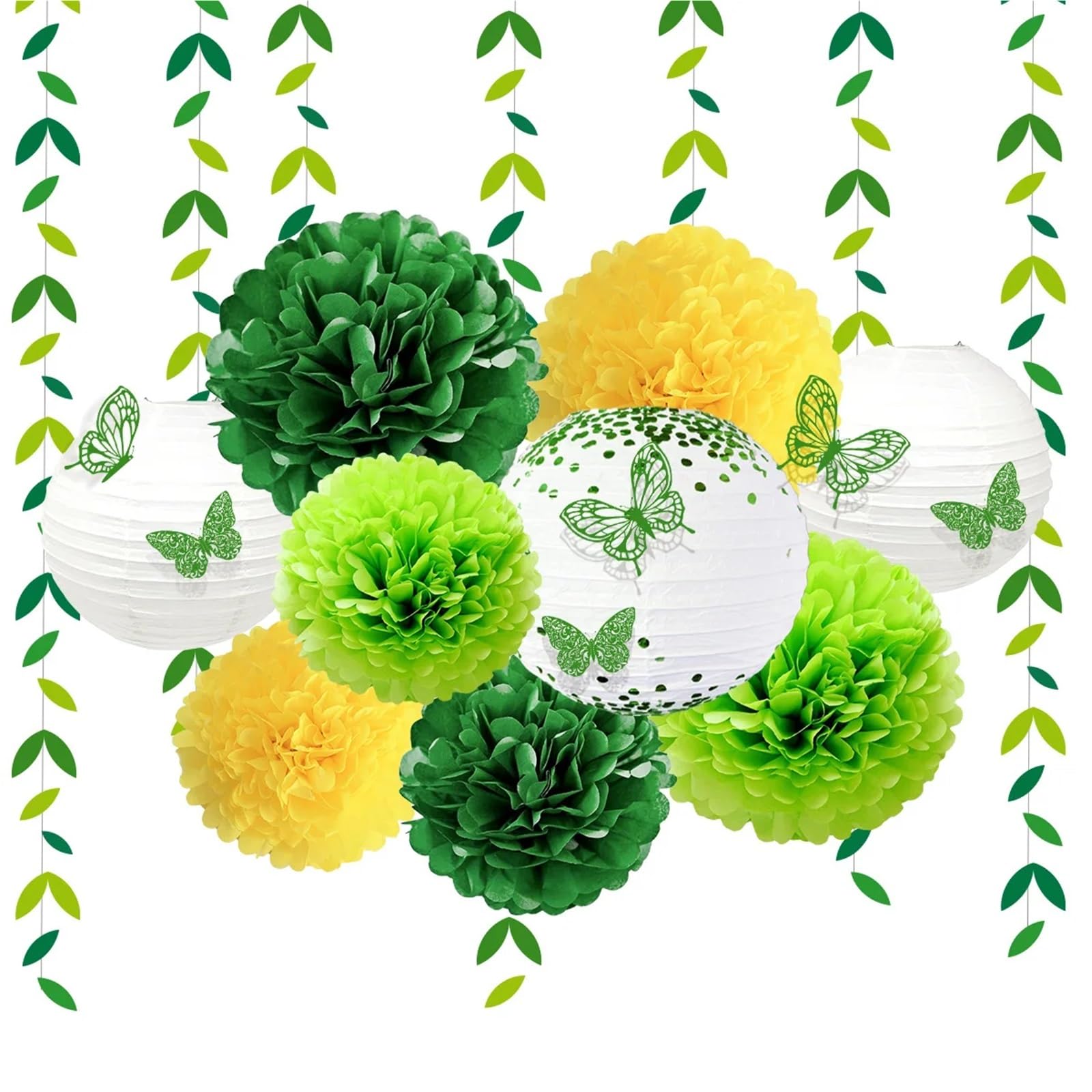 Paper Pompom ​18pcs Paper Lanterns Floral Pom
