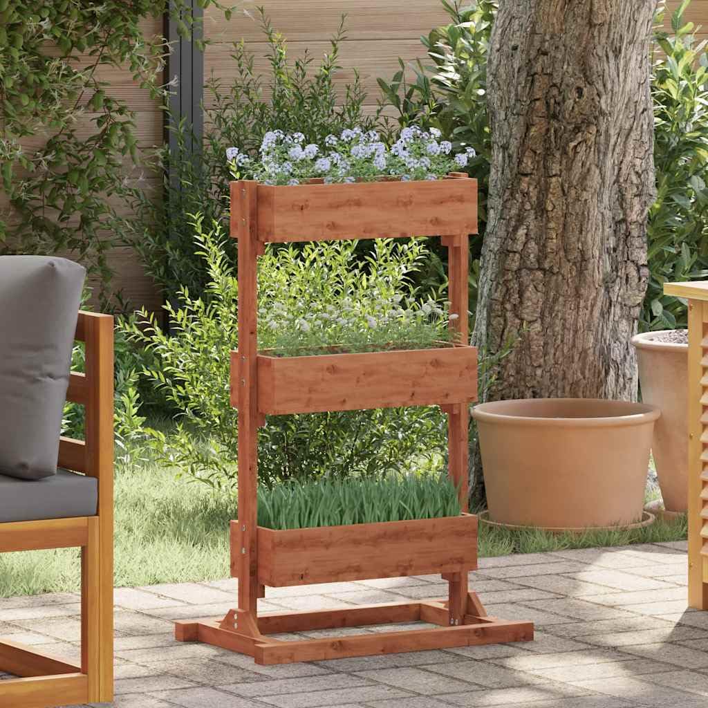 Scaffale per piante in legno di abete, 52 x 30 x 78 cm | 3 ripiani, portata 7 kg ciascuno, per interni ed esterni, effetto rustico