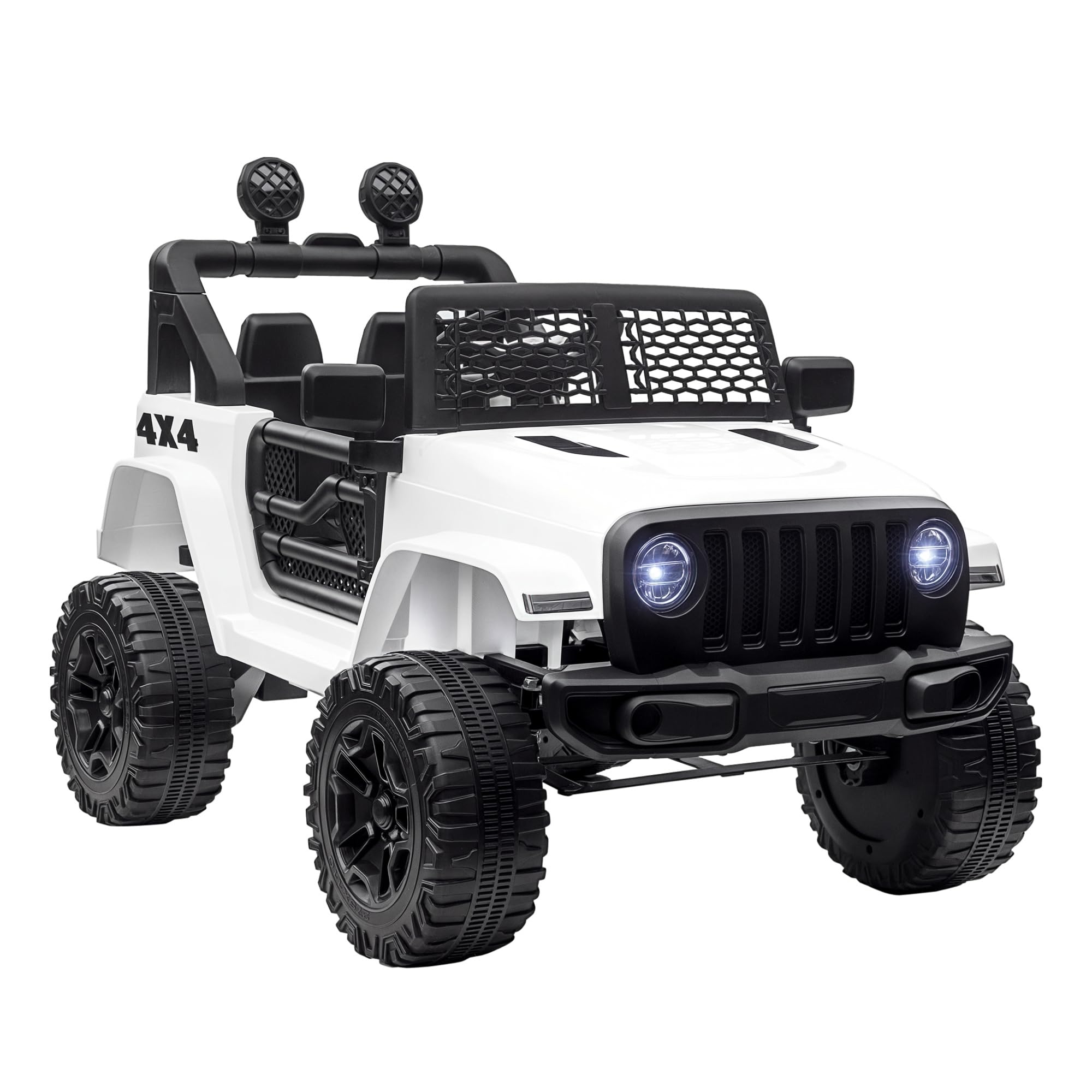 Homcom Unisex White 12V Electric Ride On Car Truck Off-Road Toy With Parental Remote In Kids