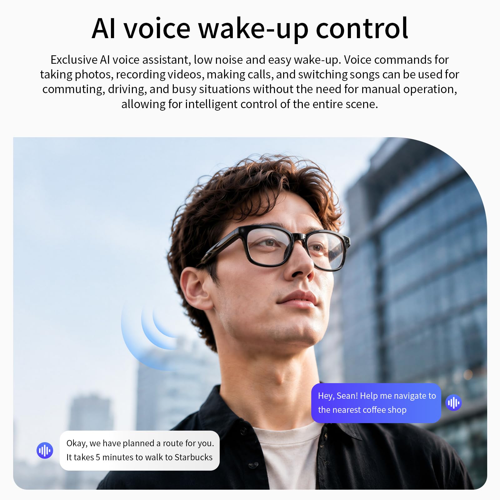 AI Smart Occhiali con fotocamera HD da 8 MP e audio, per uomini e donne - M02S
