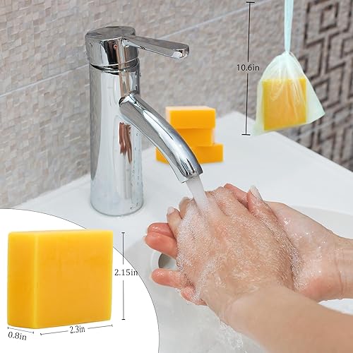 Miniatura 6 de Paquete de 3 barras de jabón de cúrcuma para limpiador facial y corporal, piel suave e hidratante, jabón natural de cúrcuma, jabón de jengibre