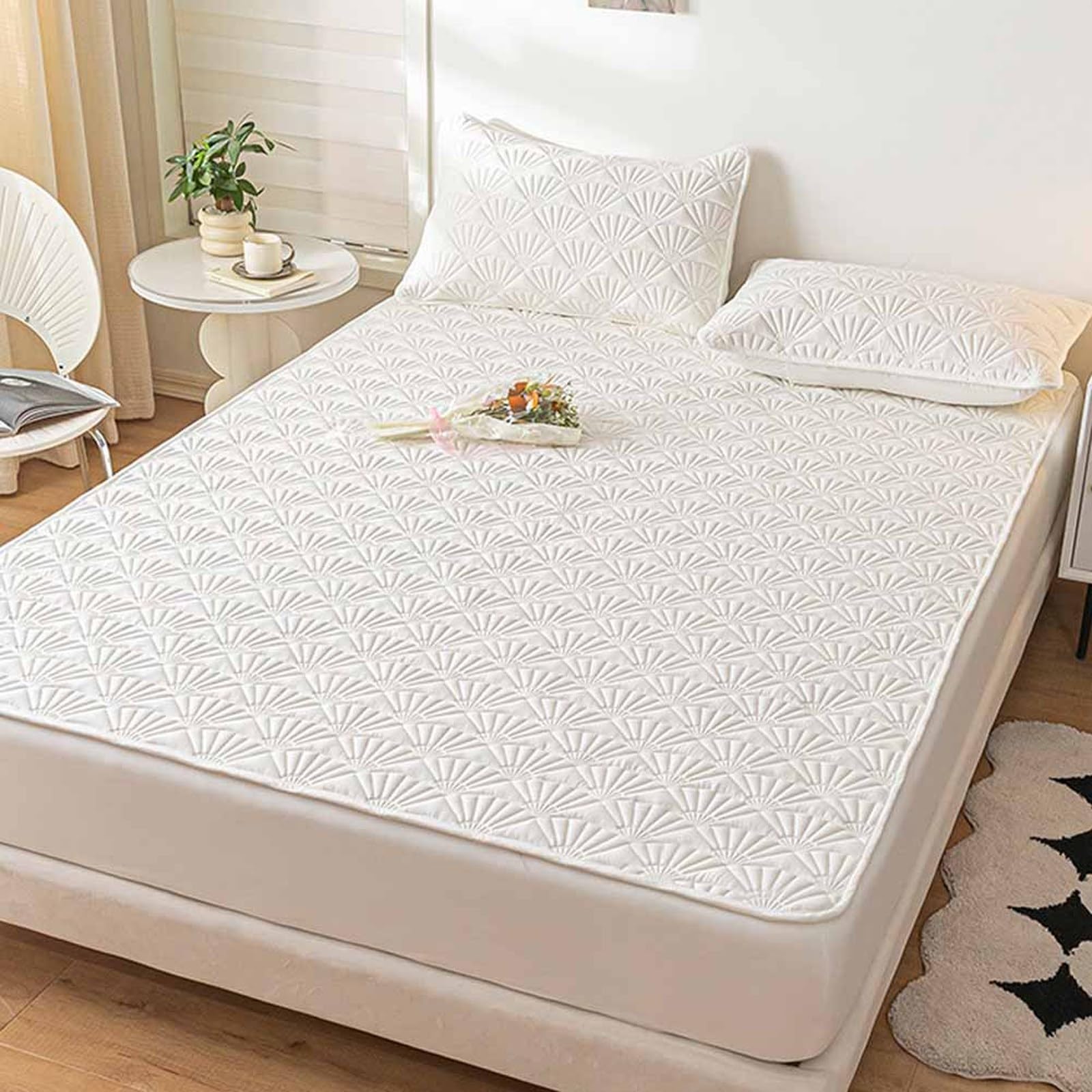 Sábana bajera impermeable de 150 x 200 cm + 30 cm de profundidad, súper suave, color gris claro, protector de colchón elástico y acogedor para máxima comodidad
