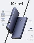 USB C Moniteur double station d'accueil, 10-in-1 USBC Adaptateur multiport Hub Dock avec double 4K HDMI, Ethernet, 100W PD, 3 USB 3.0 Ports, SD/TF Lecteur de cartes, pour Dell/HP/Lenovo/MacBook