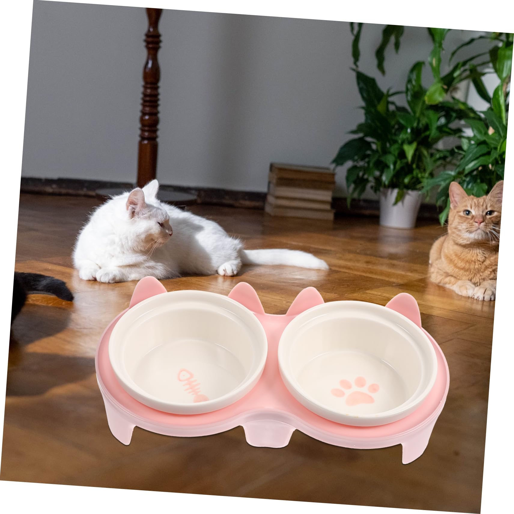 Haushalts Katzenschüsseln Aus Keramik Erhöht Für Haustiere Indoor Katzennapf Mit Bambusständer Zum Füttern Sauber Und Spülmaschinenfest