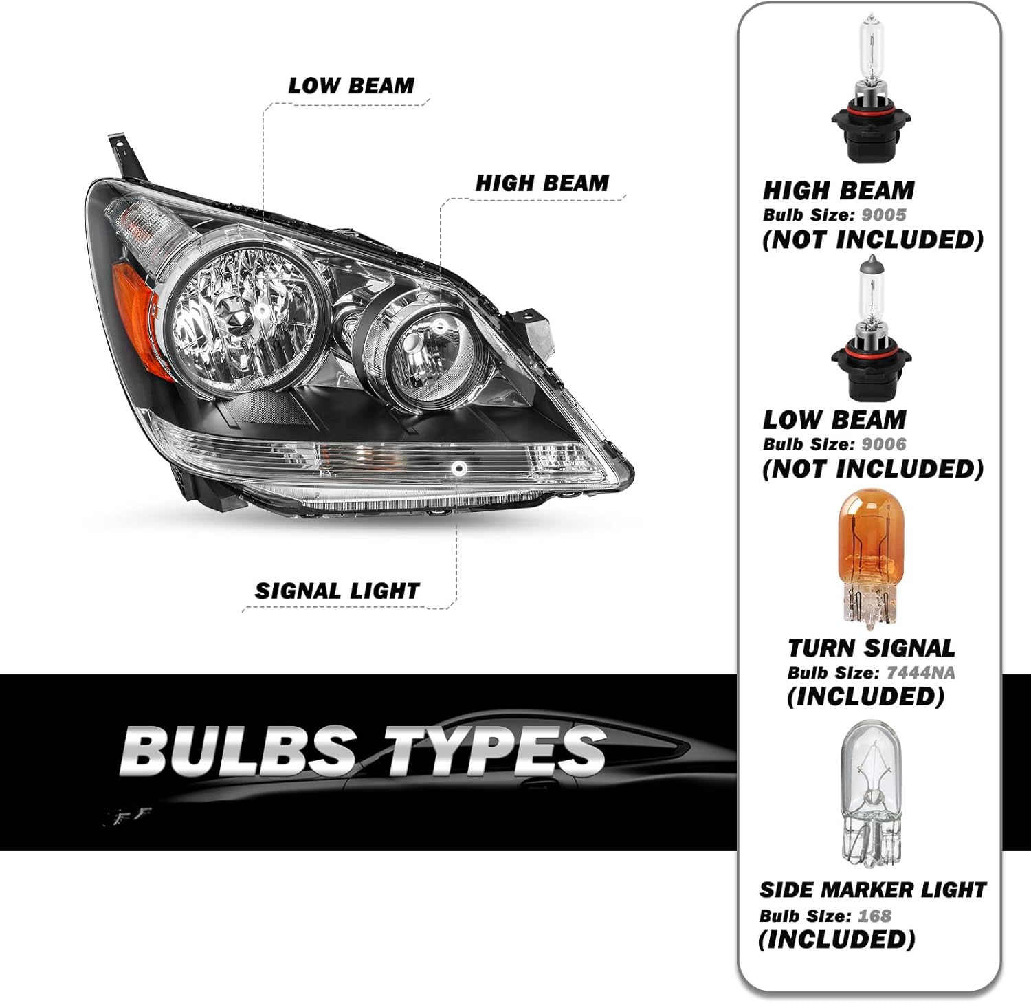 SOCKIR Headlight Assembly for 2005 2006 2007 2008 2009 2010 Honda Odyssey Factory Halogen Headlamp Right Passenger Side