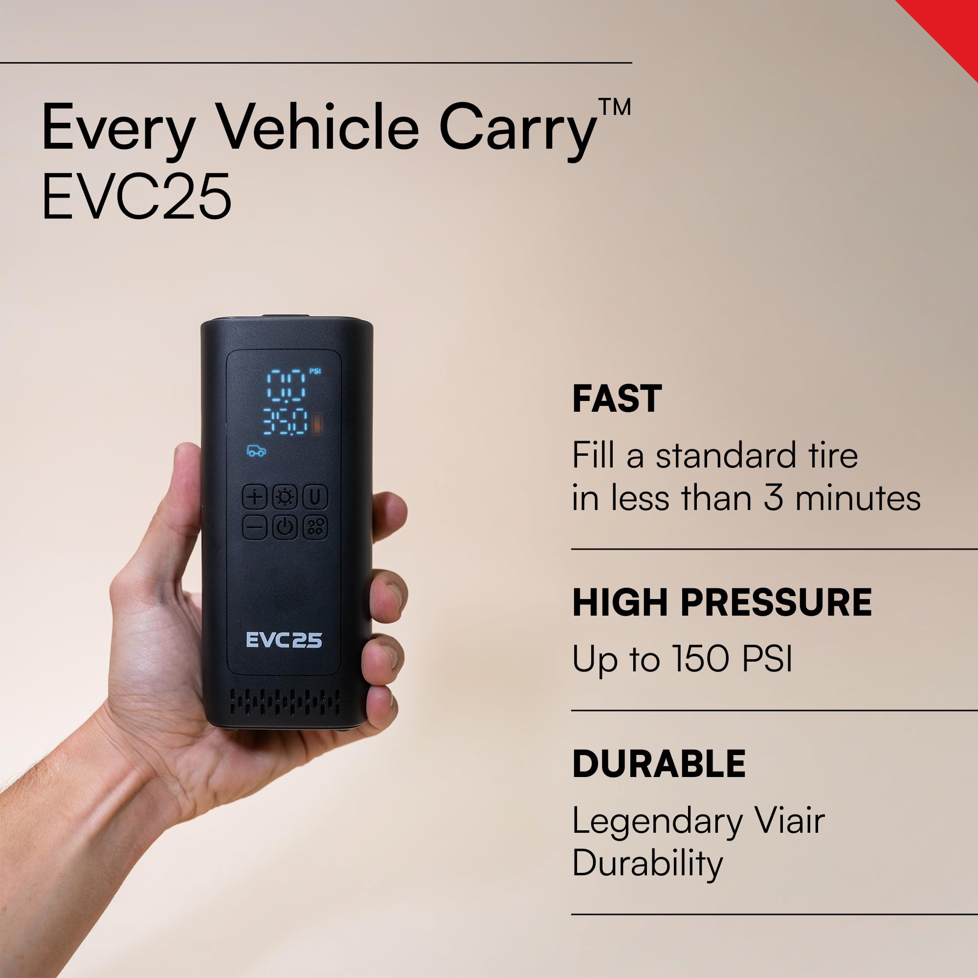 Viair Every Vehicle Carry EVC25 - rechargeable portable compressor - LED gauge w preset - Tire Inflator ideal — view 2