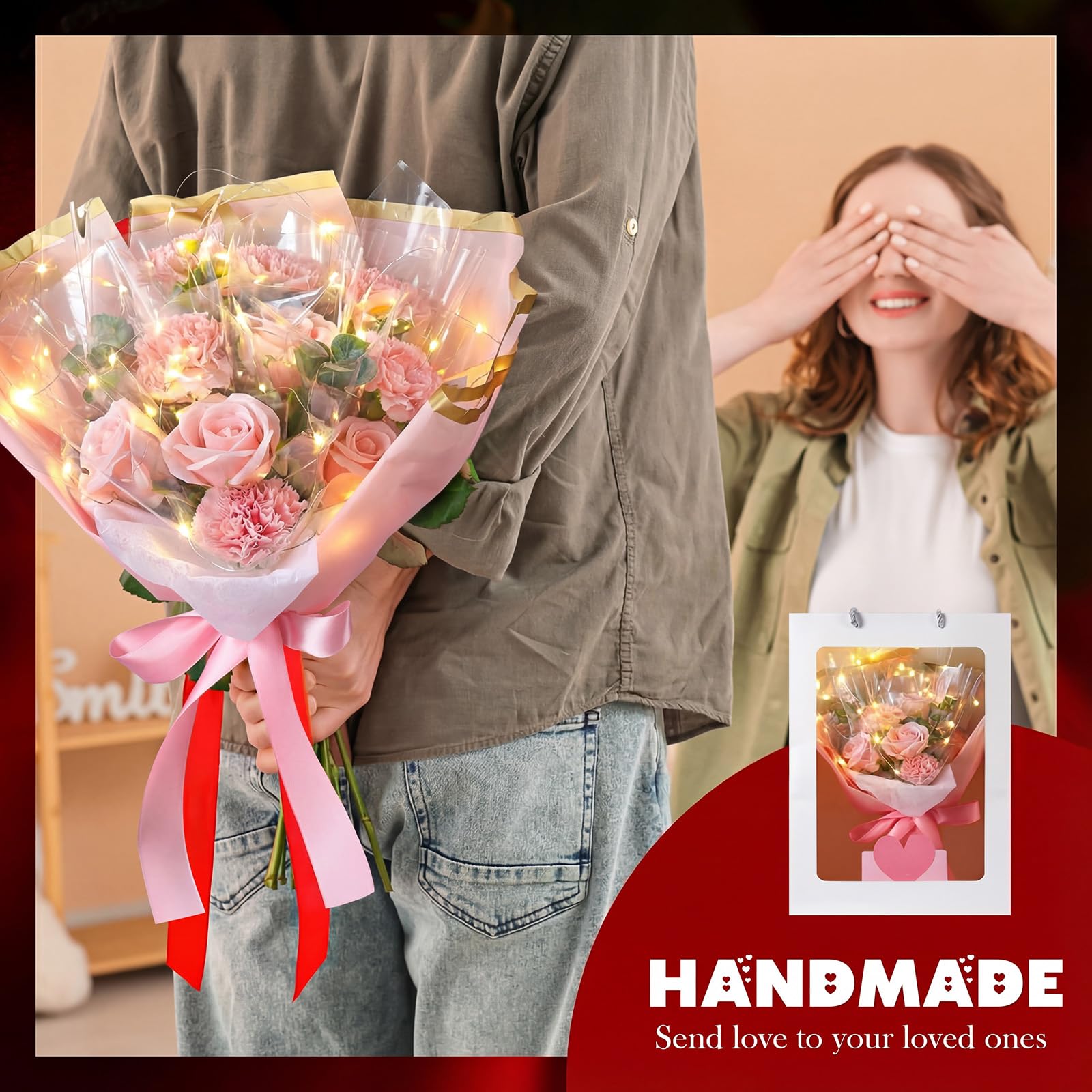 Thiccywoov Kit de ramo de flores para el día de la madre para ella 2026, ramos de flores artificiales, ramo de rosas con bolsa para cumpleaños, regalo de aniversario para esposa, abuela