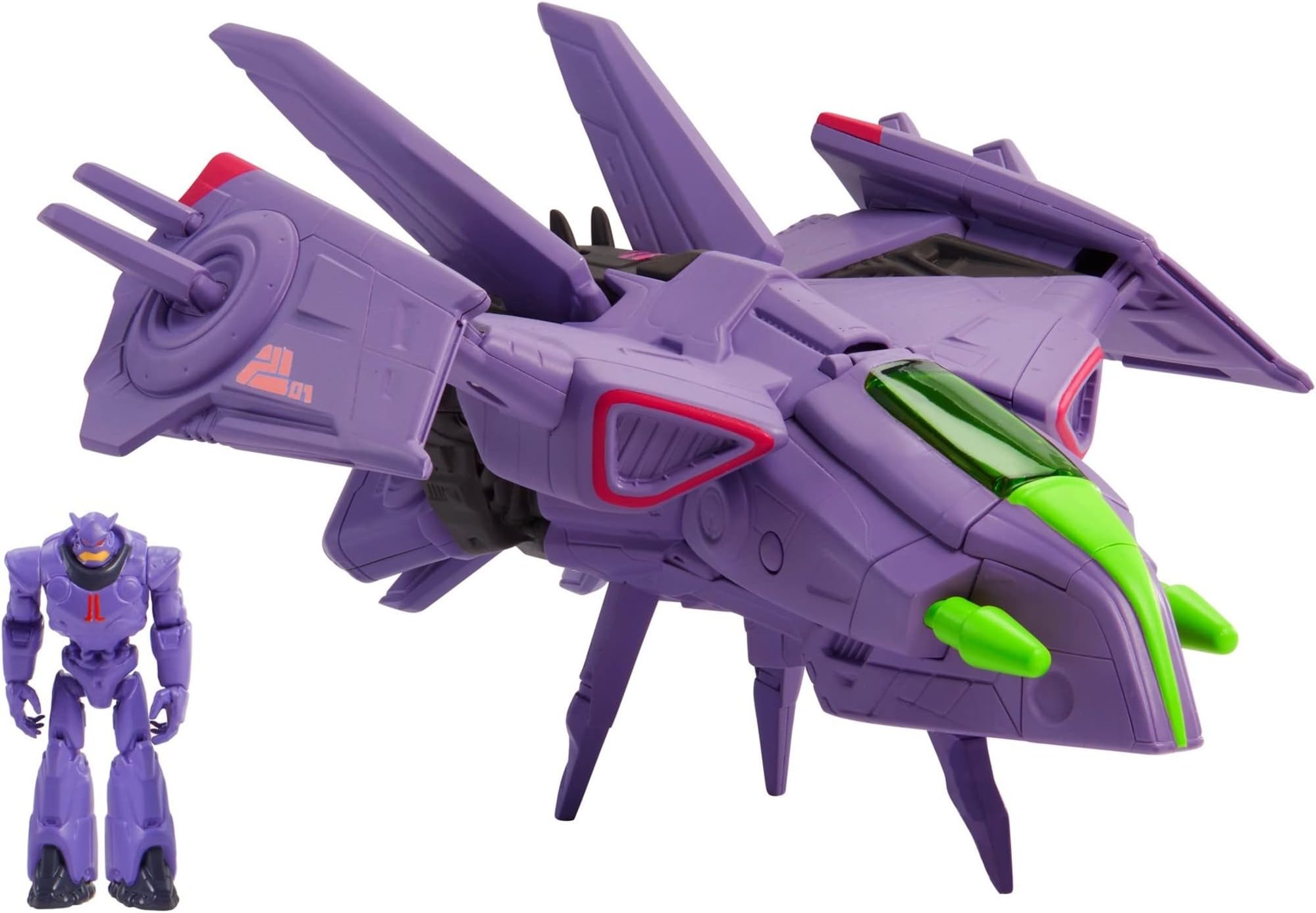 Mattel Buzz Lightyear Disney Spaceship Vehicle, Hyperspeed Series Zurg Fighter Jet (9 Inches) with Mini Zurg Figure, 4 Years and up, Multicolor, HHJ61