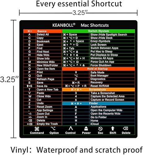 Miniatura 2 de Paquete de 2 calcomanías de acceso directo de teclado Mac. Calcomanías de atajos de Mac OS 2024 para MacBook ProAir de 13 a 16 pulgadas, transparente