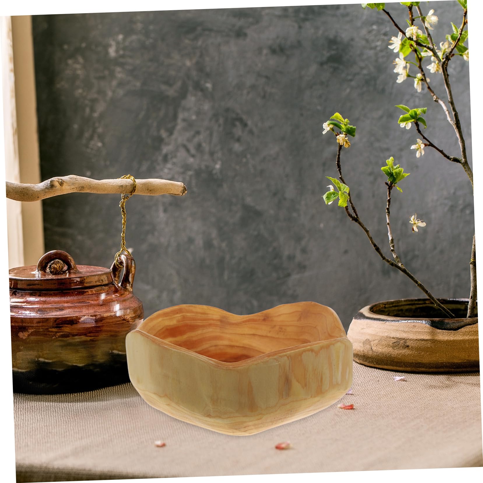 Mikinona Holz Servierbrett Obstteller Tischplatte aus Holz Servierplatte Holzplatte Obstschale Brotteller Gebäckteller Vorspeisenteller