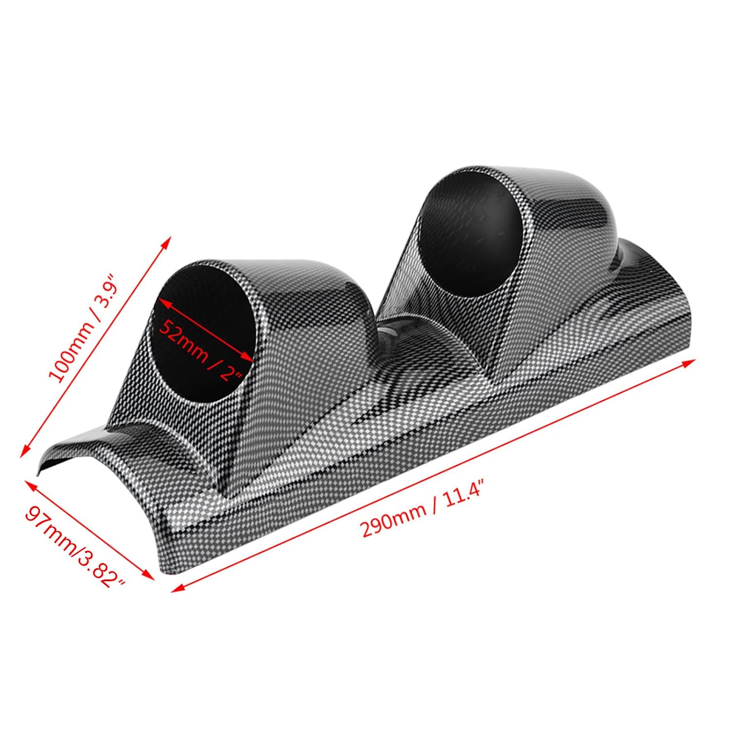 Universal Carbon Fiber Gauge Pillar Holder, Nonfading Dual Hole Plastic Meter Gauge Mounting Bracket for Car Truck Dashboard Accessories