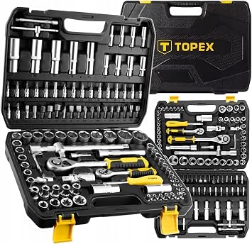 TOPEX Tool Set 110-Piece Socket Spanner Set 1/2 Inch 1/4 Inch