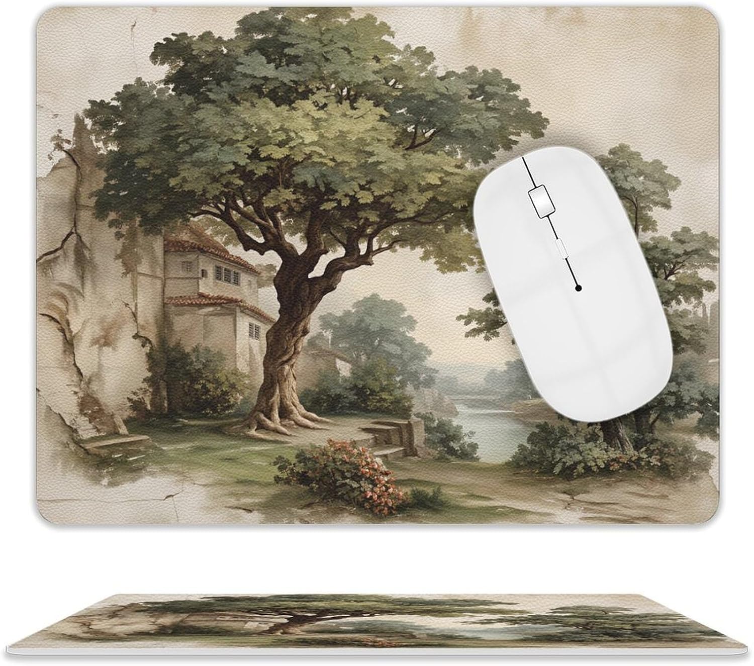 Vintage Forest Leather Mouse Pad 10x8 Inch Waterproof and Portable Gaming Mouse Mat of Desk for Computers Laptop Office Home Vintage Forest