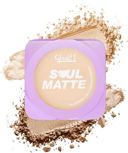 Glam21 Soul Matte Oil Control 2 in 1 Compact Powder | 2 Matte Shades | Air Light Formula &amp; Stay Upto 10 hrs | Rich With Hy...