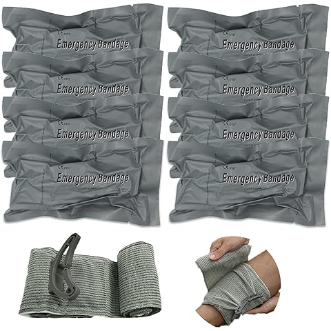 Upgrade Israeli Style Emergency Bandage, 8Pack 6 Inch Compression Bandage for Emergency Wound Dressing, First Aid and IFAK Trauma Military (6Inch-8Pcs)