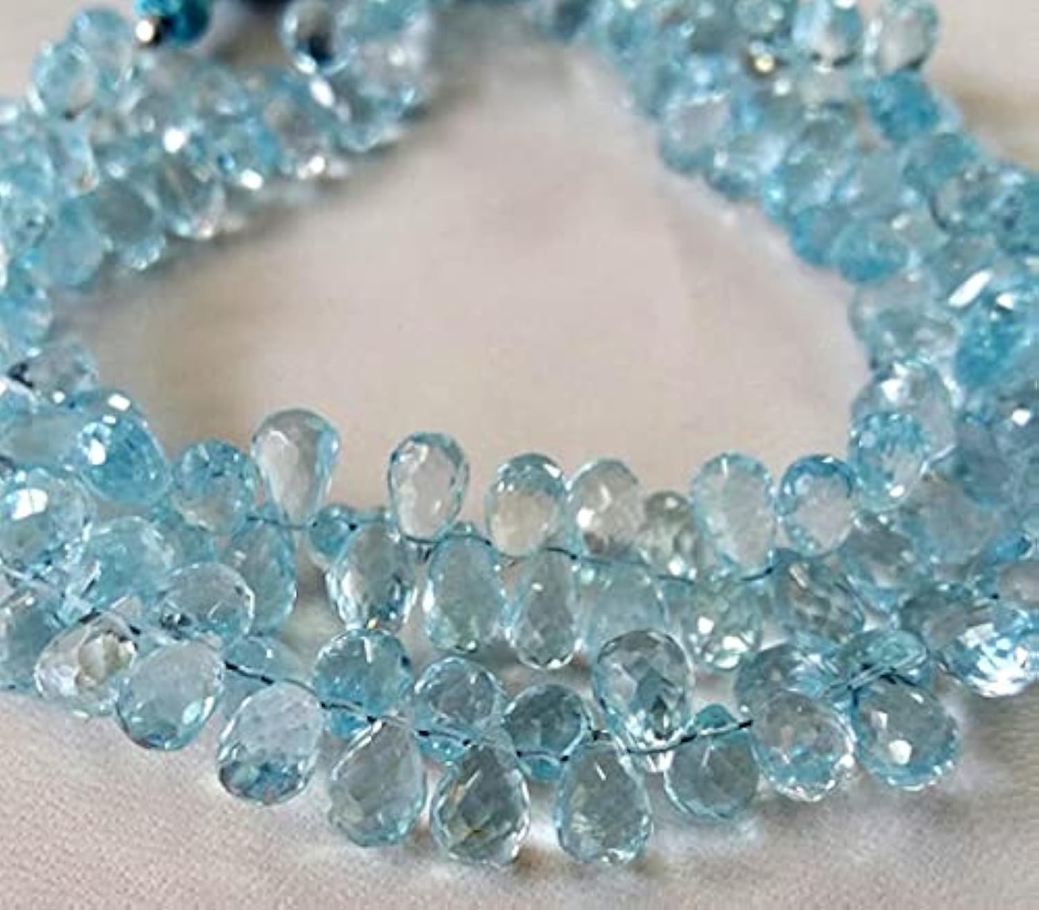 Faceted drops teardrop beads bleu ciel 4x7mm pour boucles