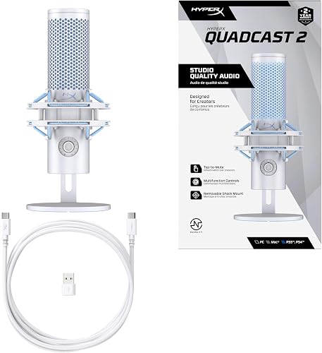 HyperX Quadcast 2 Frost Microfono USB per Gaming, Streaming, Podcast, Quattro Pattern Polari, Controlli, LED, Anti-vibrazione, per PC, PS4, PS5 e Mac - 11