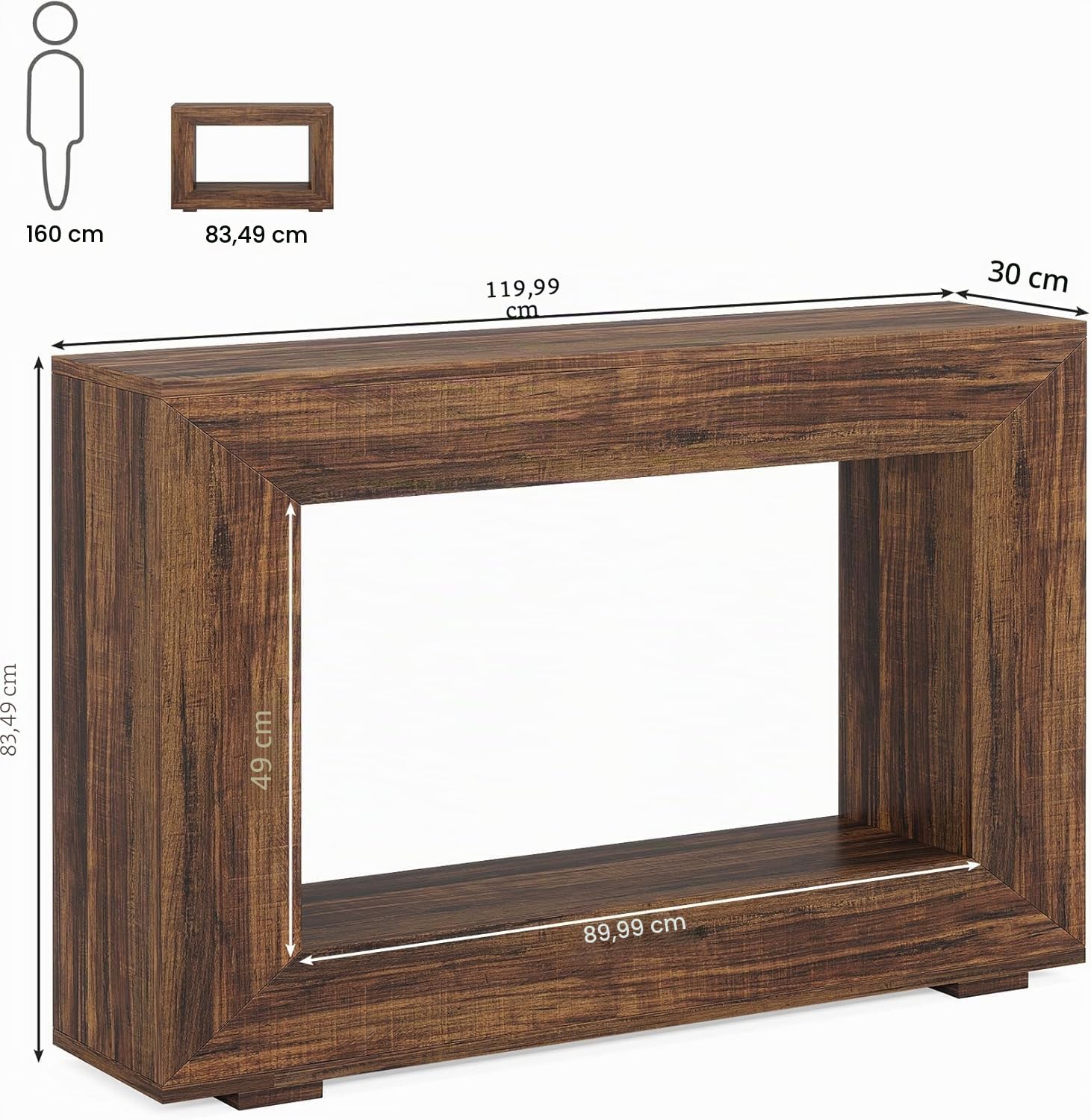 Lailang Tavolo consolle 120 cm con spazio di archiviazione, tavolino da corridoio per piccolo spazio in stile fattoria per ingresso, corridoio, soggiorno